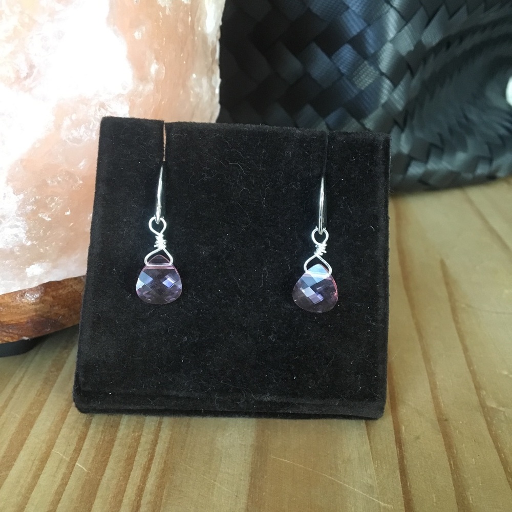 Pink Swarovski Crystal Wire Wrapped Earrings